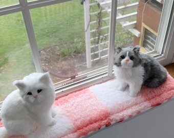 Handmade Fleece pet Windowsill  Pad: Skid Resistant mat included, 6" x 24"