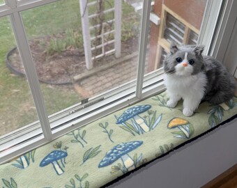 Handmade Windowsill Pet Pad: Sherpa  Fleece Pet Pillow 6”x24”