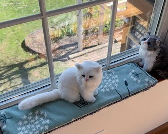 Handmade Windowsill Pet Pad: Sherpa  Fleece Pet Pillow 6”x24”
