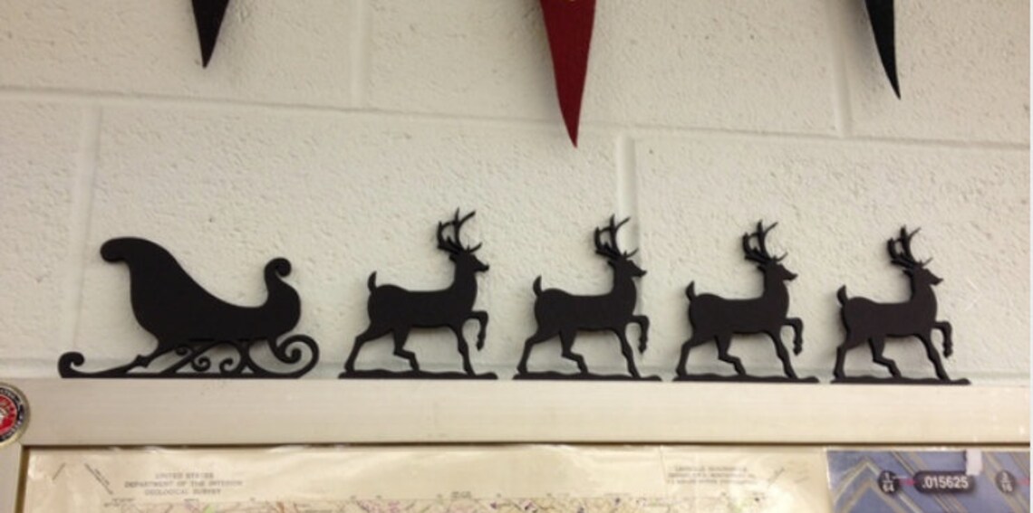 Santa Sleigh and Reindeer Wall Decoration Etsy