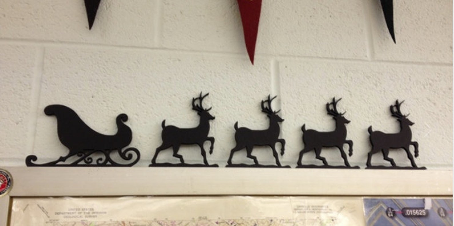 Santa Sleigh and Reindeer Wall Decoration Etsy