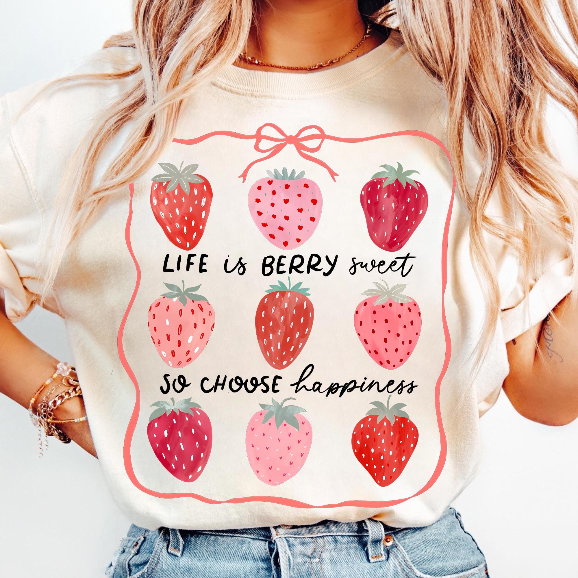 Life is berry sweet strawberry png, berry png, coquette strawberry png, inspirational png, strawberry png, summer png, trendy png