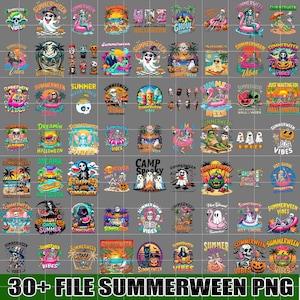 30+ Bundle Summerween Png, Funny Summer-ween Png, Summerween Horror Characters Png, Spooky Summer, Halloween Gift, Year-Round, Beach Skelly