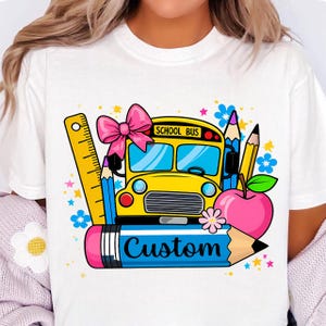 Custom Name Pencil Png, Coquette Back To School Png, Teacher Pencil Png, School Girl Png, First Day of School, Kindergarten, Pre-K Png