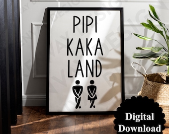 Digital File | Guest toilet toilet | Bathroom | Posters | Funny humor | Print yourself | Download | Pipi Kaka Land