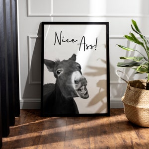 Gastentoilet | Badkamer | A2 A3 A4-posters | Grappig |  Humor | Met fotolijst | Mooie kont - ezel