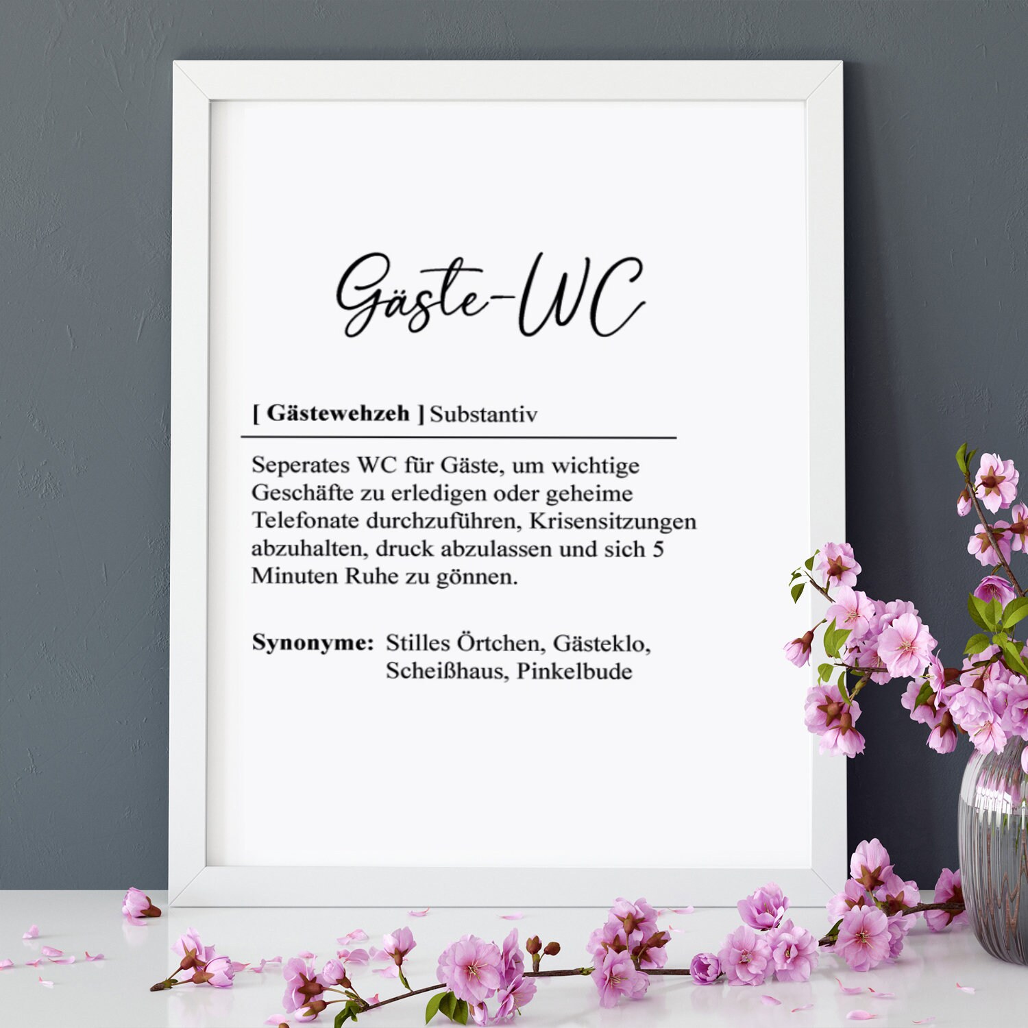 Kunstdruck Din A4 – „Definition Gäste WC“ Als Witziger Spruch Fürs Badezimmer