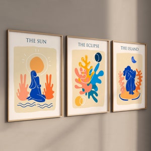 Set of 3 Posters | Pictures living room | Murals | bedroom | Deco Print | Wall Decoration Set | Modern Art | bohemian style | woman boho