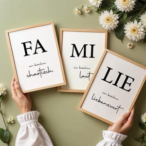 Familien Poster Set modern als Geschenk für Einzug oder Familie