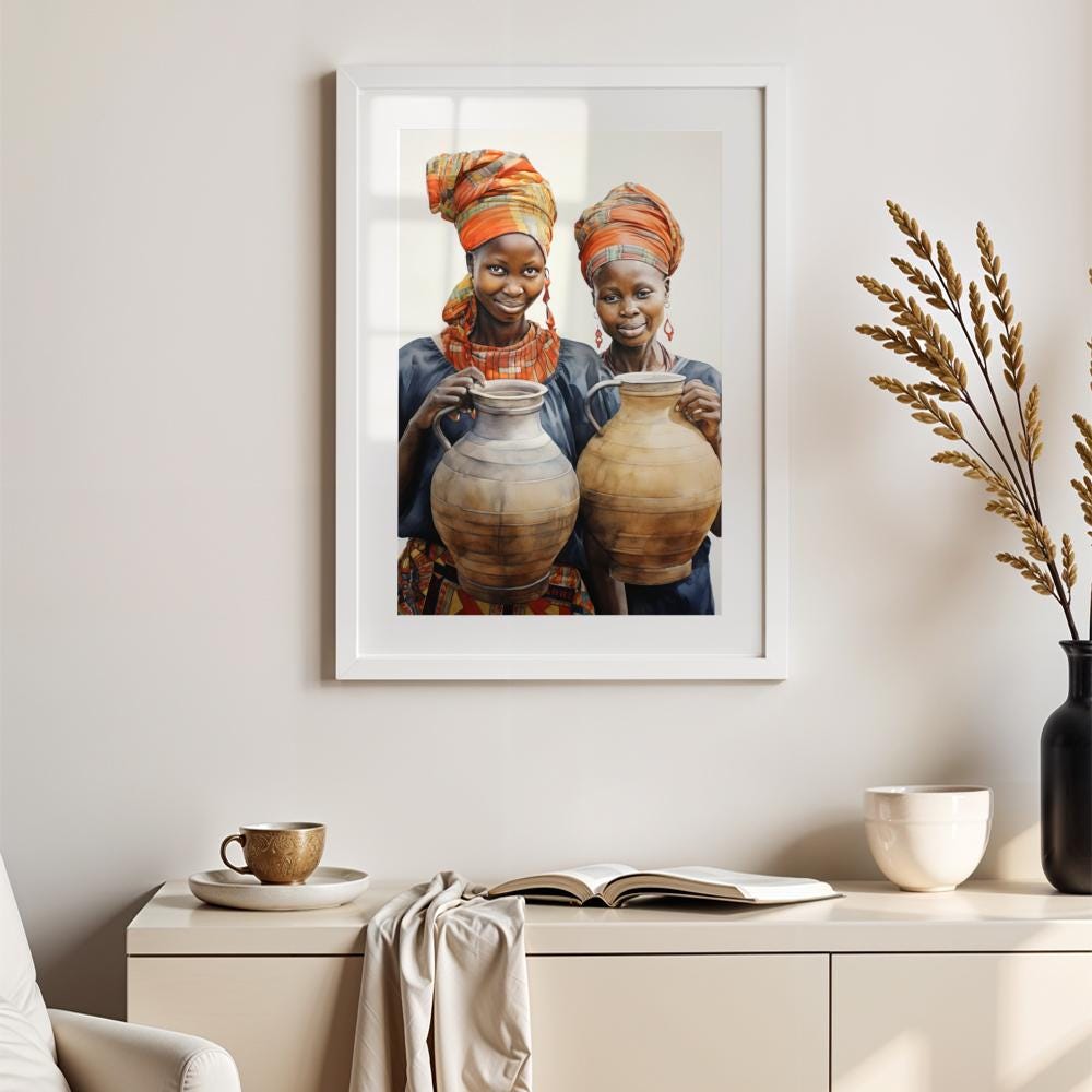 Aquarell Schönheit Afrikanische Frau Malerei Moillustration, image size:1000x1000