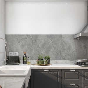 Moderne Küche, Küchenrückwand  - Klebefolie - Dekorfolie - Spritzschutz - Küche Dekoration - Fliesenspiegel - Marmor Stein Optik 200x60cm