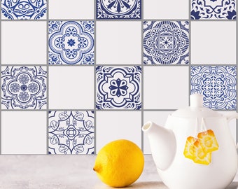 Pegatinas de azulejos de mosaico para cocina y baño, pegatinas de espejo de azulejos, pegatinas de película adhesiva, pegatinas de azulejos - aspecto de azulejos orientales