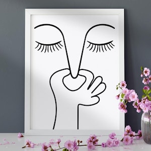 A1 A2 A3 A4 Toilette Badezimmer, Gäste WC, Klo, Witzig Lustig Humor, Premium Poster mit Bilderrahmen oder Digitale Datei, Nase zu - Stinkt