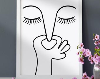 A1 A2 A3 A4 Toilet Bathroom, Guest WC, Toilet, Funny Humor, Premium Poster with Picture Frame or Digital File, Nose Closed - Stinks