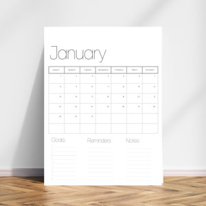 2023 Wall Calendar Printable | Year At A Glance Calendar | Monthly Calendar | Annul Calendar | Giant Wall Calendar