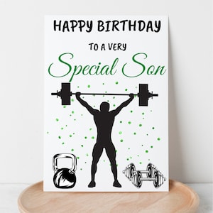 Personalised Gym Birthday Card for Son, Weight Lifting Birthday Card, Personalised Weight Lifting Card, Workout Birthday Card, any relation