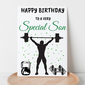 Personalised Gym Birthday Card for Son, Weight Lifting Birthday Card, Personalised Weight Lifting Card, Workout Birthday Card, any relation