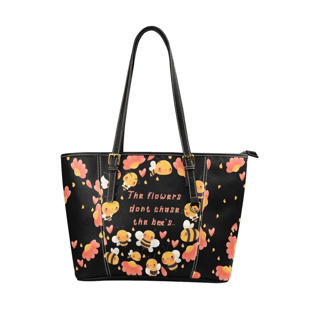 The Flowers Don't Chase the Bee's Vegan Leather Tote Bag Etsy