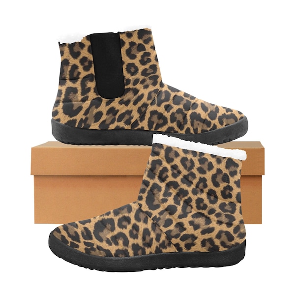 Leopard Cheetah Print Women's Cotton-Padded Plush lining Winter Boots with Thermoplastic Rubber Outsole