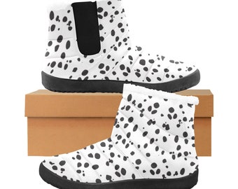 Dalmatian Print Women's Cotton-Padded Plush lining Winter Boots with Thermoplastic Rubber Outsole