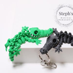 3D Gedrucktes Skeleton Krokodil | Winziges Skelett Krokodil | Taschen Buddy oder Schlüsselbund | Auf Bestellung | Handgemalt | FlexiFactory |