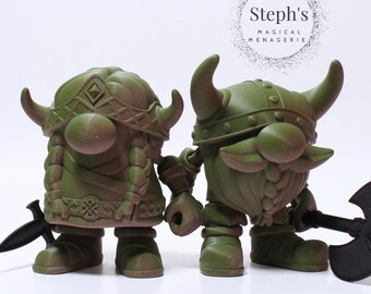 Viking Dwarf Gnome | Gnomes with Horned Helmet | Made-to-Order | Articulated Fidget Toy | Authorized Flexi Factory Vendor