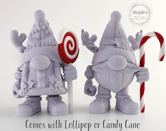 Gnomos navideños / Gnomo con caramelos y luces navideñas / Hecho a medida / Juguete antiestrés articulado / Distribuidor autorizado de Flexi Factory