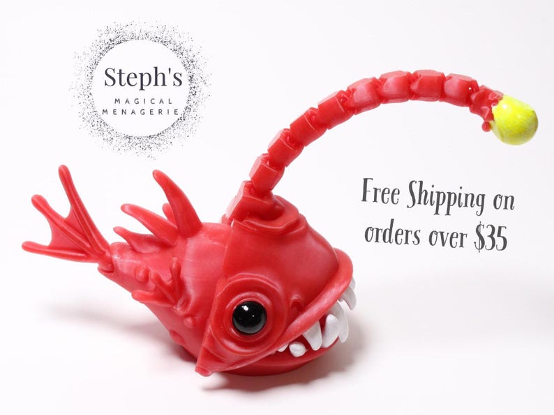 Angler Fish | Deep-Sea Fish Figurine | Hand-Painted | Made-To-Order | Articulated Fidget Model | Authorized Twisty Prints Vendor image 4