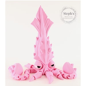 3D Printed Articulated Squid | Squid | Hand- Painted | Made-To-Order | Twisty Prints | Articulated Fidget Toy