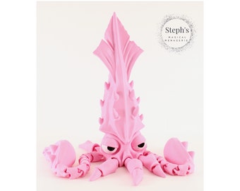 3D Printed Articulated Squid | Squid | Made-To-Order | Twisty Prints | Articulated Fidget Toy