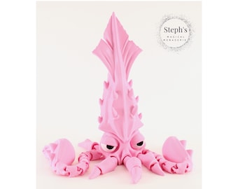 Twisty Squid | Squid with Attitude Figurine | Hand- Painted | Made-To-Order | Articulated Fidget Model | Authorized TwistyPrints Vendor