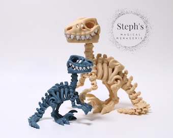 Raptor Fossil | Dinosaur Skeleton Figurine | Hand-Painted | Made-To-Order | Articulated Fidget Toy | Authorized Flexi Factory Vendor