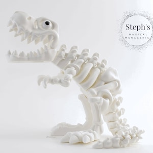3D Printed Dinosaur Fossil | Tyrannosaurus Fossil | T-Rex Skeleton | Hand-Painted | Made-To-Order | Articulated Fidget Toy | Flexi Factory