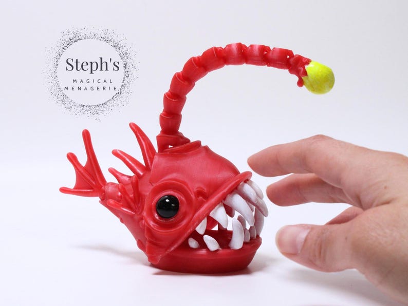 Angler Fish | Deep-Sea Fish Figurine | Hand-Painted | Made-To-Order | Articulated Fidget Model | Authorized Twisty Prints Vendor image 5