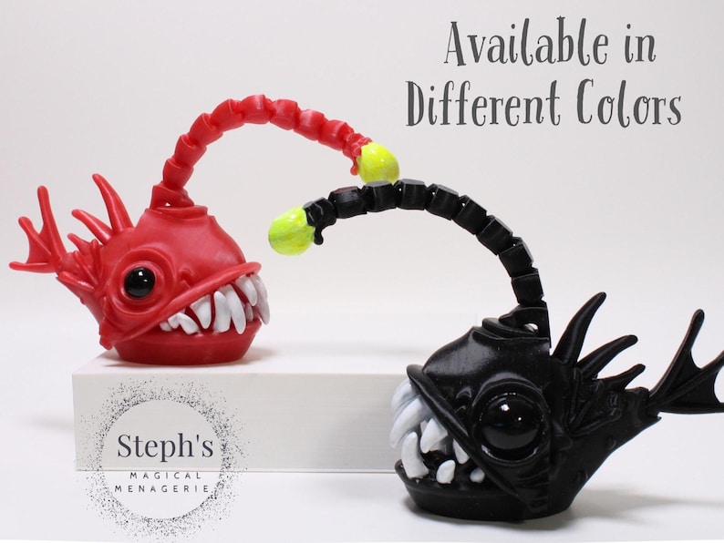 Angler Fish | Deep-Sea Fish Figurine | Hand-Painted | Made-To-Order | Articulated Fidget Model | Authorized Twisty Prints Vendor image 3