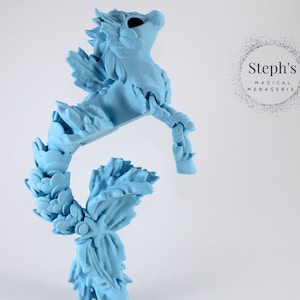 3D Printed Mythical Seahorse | Hippocampus | Style 1- Styled | Hand-Painted | Made-To-Order | Articulated Fidget Toy | CinderWing3D