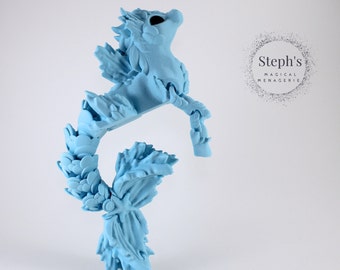3D Printed Mythical Seahorse | Hippocampus | Style 1- Styled | Made-To-Order | Mythical Sea Horse | Articulated Fidget Toy | CinderWing3D