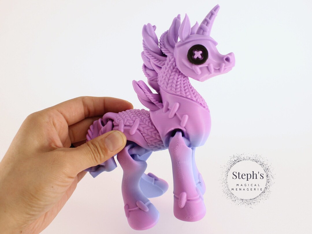 3D Printed Articulated Unicorn | Stuffed Unicorn | Made-to-order | Twisty Prints | Articulated ...