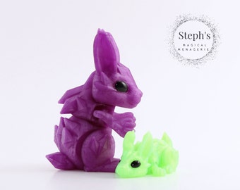 Rabbit with Crystals | Fantasy Bunny | Hand-Painted | Made-To-Order | Articulated Fidget Toy | Authorized CinderWing3D Vendor