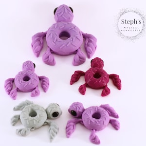Tortue imprimée en 3D | Donurtle | Donut Tortue | Tortue de mer unique | Peint à la main | Sur commande | CinderWing3D | Jouet articulé articulé