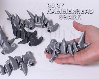Baby Hammerhead Shark | Shark Figurine | Hand-Painted | Made-To-Order | Articulated Fidget Toy | Authorized CinderWing3D Vendor