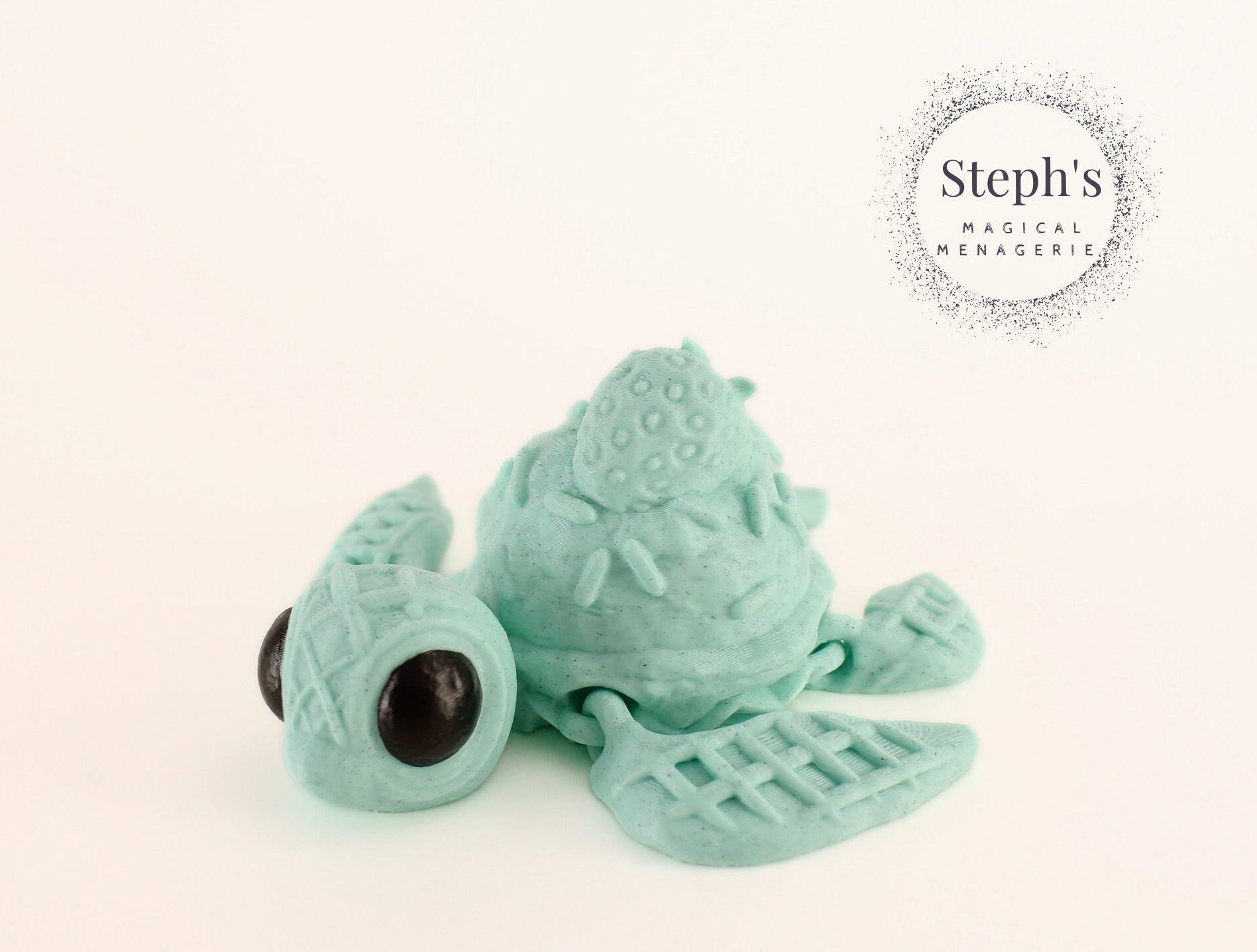 3D Printed Turtle | Dessert Turtle | Turtle with Ice Cream | Hand-Painted | Made-To-Order | Articulated Fidget Toy | Cinderwing3D