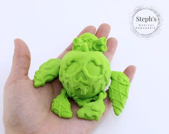 Tortuga Manzana Venenosa / Tortuga Marina Manzana Venenosa / Pintada a mano / Hecha por encargo / Juguete antiestrés articulado / Distribuidor autorizado de CinderWing3D