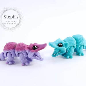 3D Printed Opossum Keychain | Mini Possum | Hand-Painted | Opossum Keychain | Possum Pocket Buddy | Articulated Fidget Toy | MatMireMakes