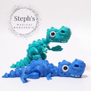 Figura de T-Rex cíborg / Tiranosaurio robot / Pintada a mano / Hecha por encargo / Juguete antiestrés articulado / Distribuidor autorizado de Flexi Factory