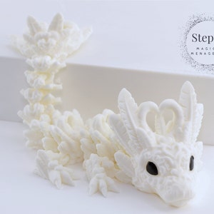 3D Printed Dragon | Light Heart Dragon | Feathered Dragon | Hand-Painted | Made-To-Order | CinderWing3D | Articulated Fidget Toy