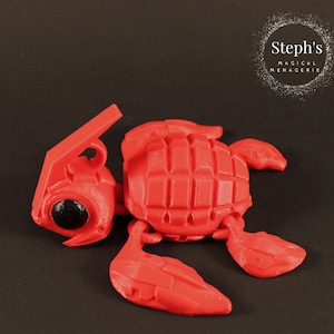 3D Printed Turtle | Grenurtle | Grenade Turtle | Hand-Painted | Made-To-Order | CinderWing3D | Articulated Turtle Toy