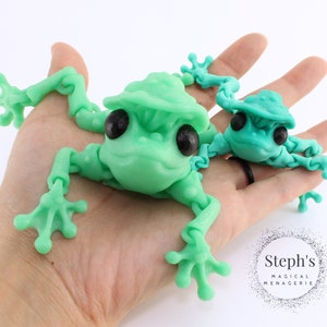 3D Printed Frog | Mushroom Frog | Frog with Mushroom Cap | Hand-Painted | Made-To-Order | Articulated Fidget Toy | CinderWing3D
