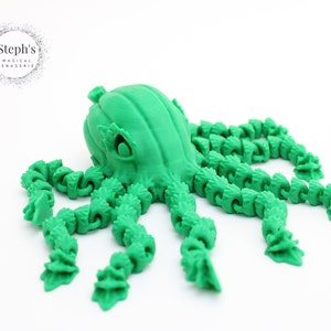 Articulated Pumpkin Octopus Toy |  Harvest Lurker | Teen-Sized | CinderWing3D | Articulated Fidget Toy