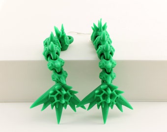 3D Printed Earrings | Void Dragon Tail | Costume Earrings | Dangle Earrings | Articulated Earrings | CinderWing3D